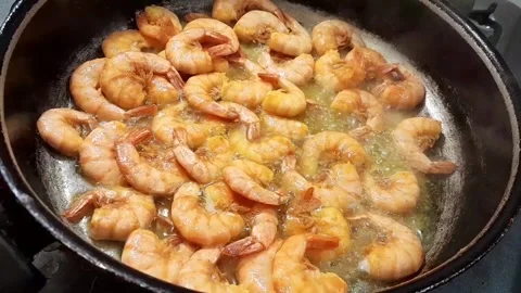 Crispy fried shrimp cooking video footage Stock Footage 342435256