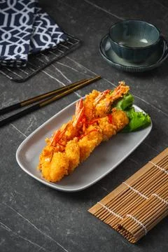 Crispy fried shrimp Foto stock