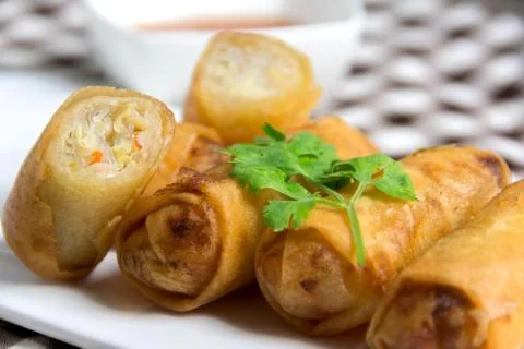 Crispy Fried Spring Rolls Stock Photos