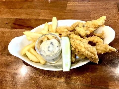 Crispy fried squid Foto stock