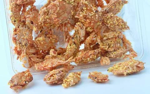 Crispy Fried of Tiny Crabs Stock Photos