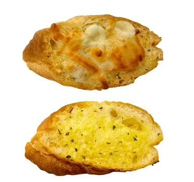 Crispy Garlic Bread with Butter on a White Background Stock Photos