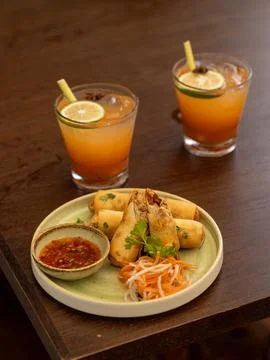 Crispy golden spring rolls 01 Stock Photos