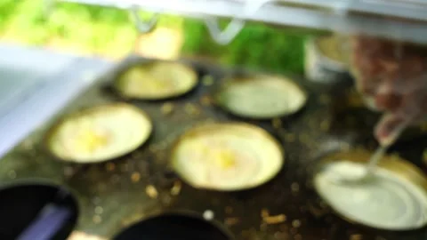 Crispy Peanut Pancake in the making Stock Footage 146125049
