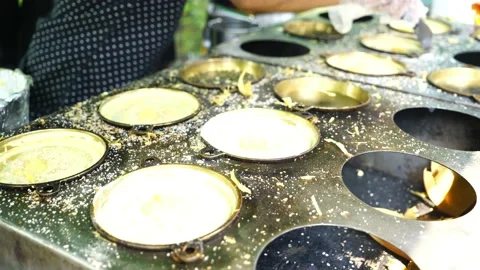 Crispy Peanut Pancake in the making Stock Footage 146127618