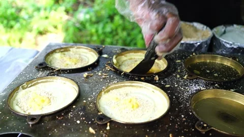 Crispy Peanut Pancake in the making Stock Footage 146133625