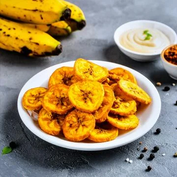 Crispy Plantain Chips Snack for Premium Food Object and Tropical Cuisine Stock Photos