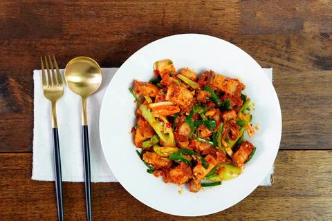 Crispy Pork in Thai Chilli Jam , Spicy Thai Food Stock Photos