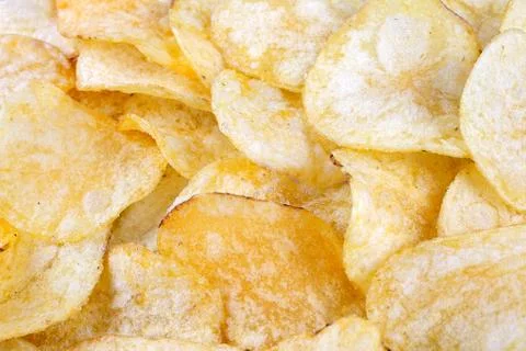 Crispy potato chips, background, texture Stock Photos