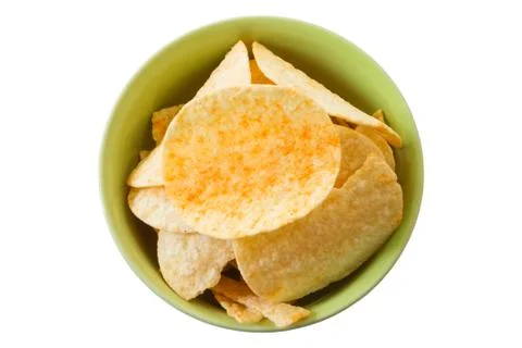 Crispy potato chips isolated on white background Stock Photos