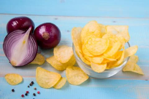 Crispy potato chips Foto stock
