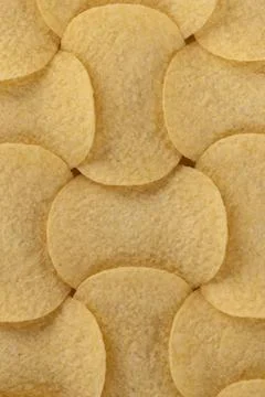 Crispy potato chips seamless pattern background texture Stock Photos