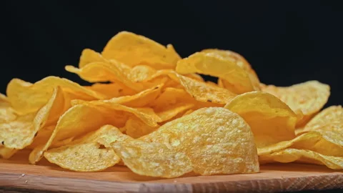 Crispy Potato Chips Swirling Close-up Stock Footage 261597063