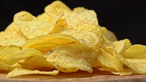 Crispy Potato Chips Swirling Close-up Stock Footage 263441167