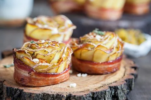 Crispy potato roses Stock Photos