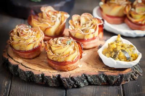 Crispy potato roses Stock Photos