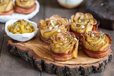 Crispy potato roses Stock Photos