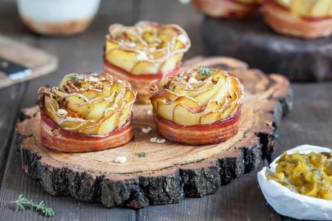 Crispy potato roses Stock Photos