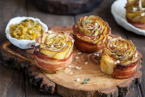 Crispy potato roses Stock Photos