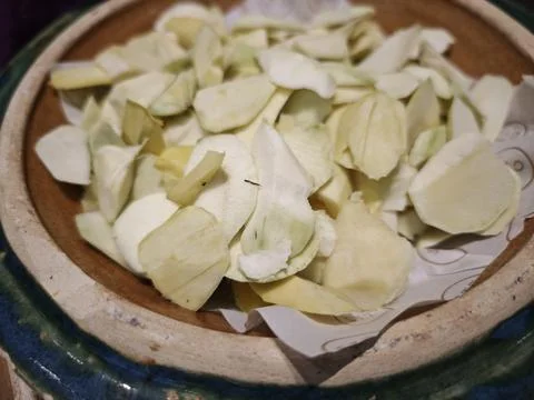 Crispy Prawn Crackers Served on a Plate with Traditional Asian Dishes Stock Photos