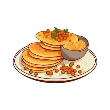 Crispy puris filled with spicy Stock Illustration