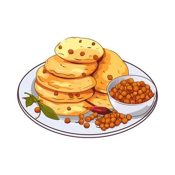 Crispy puris filled with spicy Stock Illustration
