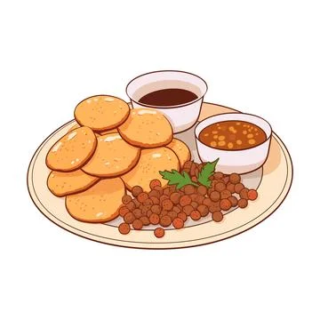 Crispy puris filled with spicy Stock Illustration