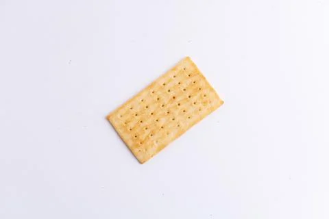 Crispy rectangular cheese crackers biscuits isolated on a white background Stock Photos