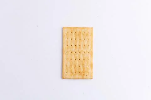 Crispy rectangular cheese crackers biscuits isolated on a white background Stock Photos
