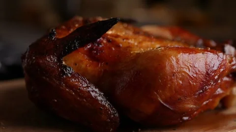 Crispy Roasted Whole Chicken. Stock Footage 308233205