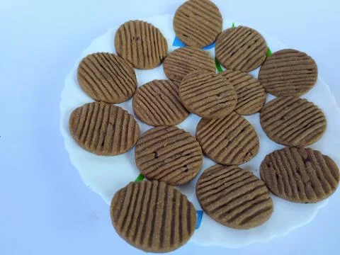 Crispy round biscuits on a plate Stock Photos