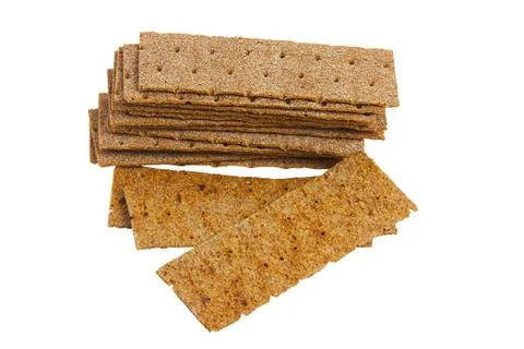 Crispy rye bread isolated on white Foto stock