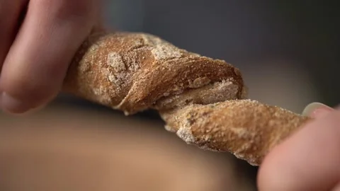 Crispy rye sticks sprinkled with flour. Stock Footage 159366449