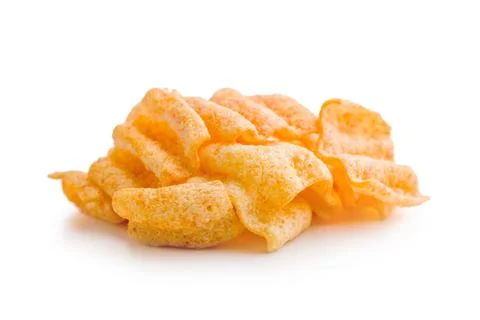 Crispy salted chips isolated on white background. Stock Photos