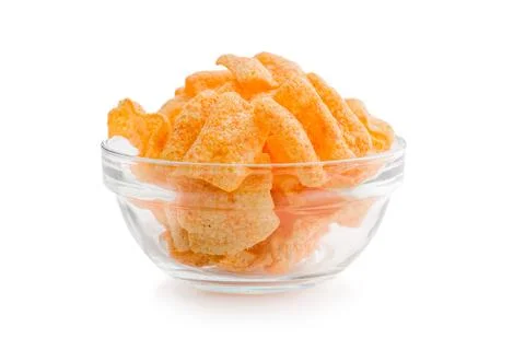 Crispy salted chips isolated on white background. Stock Photos