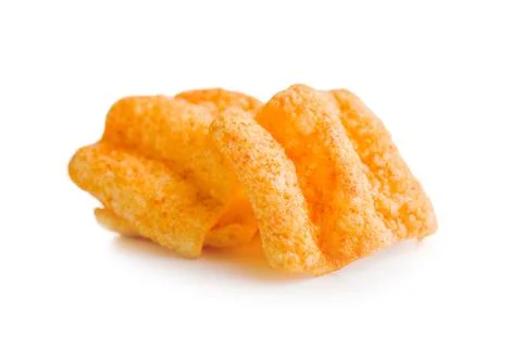 Crispy salted chips isolated on white background. Stock Photos