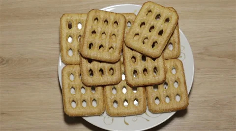 Crispy shortbread on a plate Stock Footage 62561878