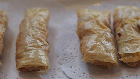 Crispy Shrimp Spring Rolls Served on Plate Stock Footage 344398903