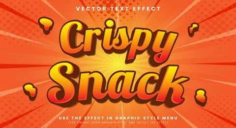 Crispy Snack 3d Cartoon Style editable text effect Illustrazione stock