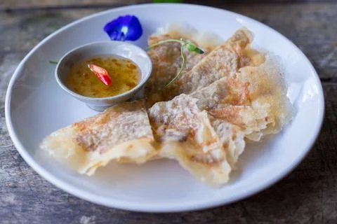 Crispy spring roll stuffed with prawns and Pork 스톡 사진