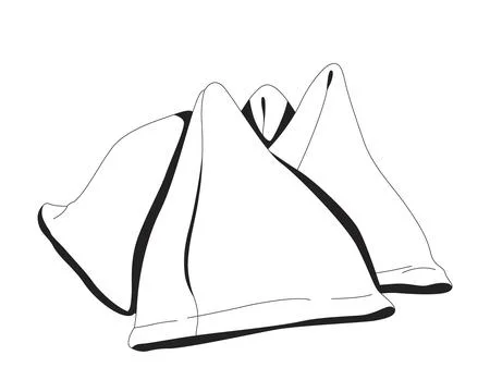 Crispy triangular samosas placed together 2D line object Stock Illustration