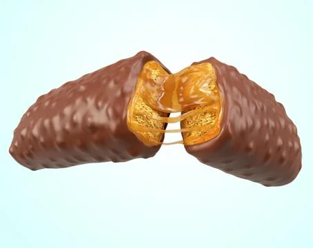 Crispy wafer, caramel cream flavor, with Clipping path 3d illustration. Stock Illustration