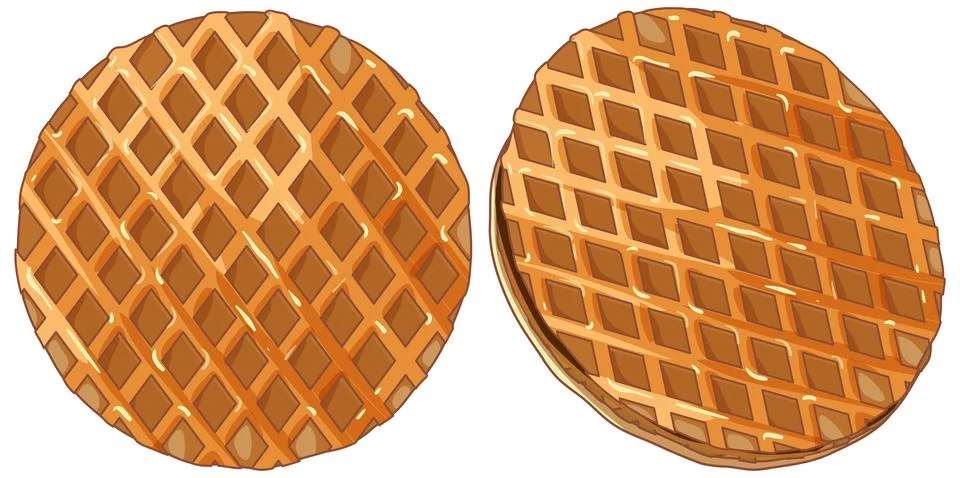 Crispy Waffle Cookies in Flat Vector Illustration Style イラスト素材