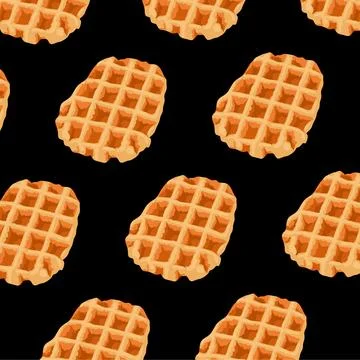 A crispy waffle pattern is shown on a black background. Pastry Food Snack textur Stockillustratie