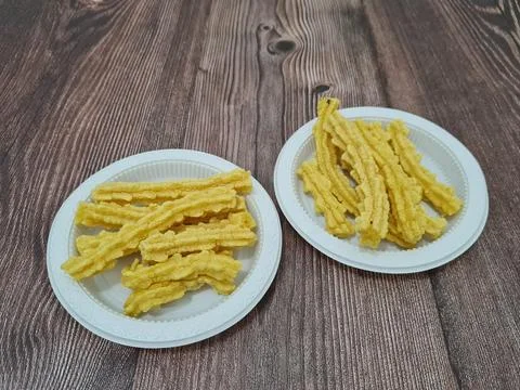 Crispy yellow crackers Stock Photos