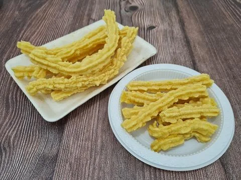 Crispy yellow crackers Stock Photos