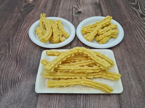 Crispy yellow crackers Stock Photos