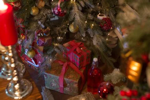 Cristmas decorations in interior 스톡 사진