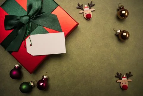 Cristmas giftbox, there is a space to write a message Stock Photos