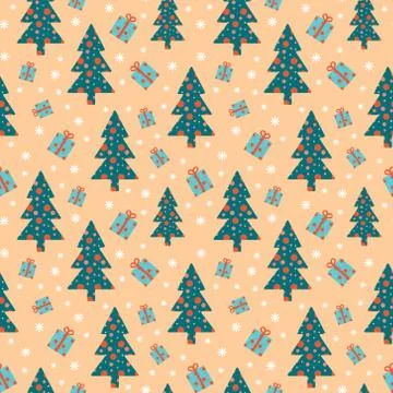 Cristmas pattern on beige background Stock Illustration